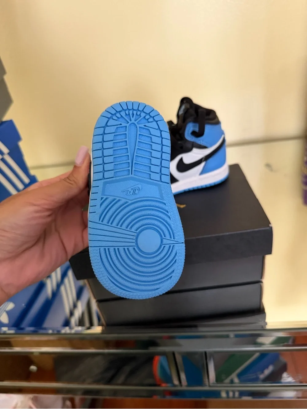 Nike Kids High-Top Sneakers in Black, White & Blue